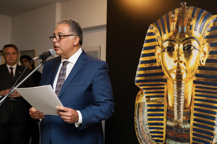 El Embajador Amin Meleika disertando en la recepción por el Dia Nacional de Egipto, en julio de 2019
