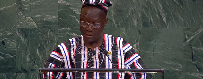 Intervención del diplomático de Burkina Faso en la Asamblea General de la ONU | Marzo 25, 2026 (Foto: ONU)