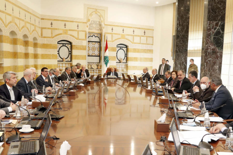 El gabinete de Mikati reunido en el Palacio Presidencial en Baabda este jueves. Foto: NNA.