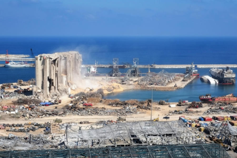 Foto aérea del puerto de Beirut. Foto: AFP.