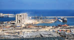Foto aérea del puerto de Beirut. Foto: AFP.