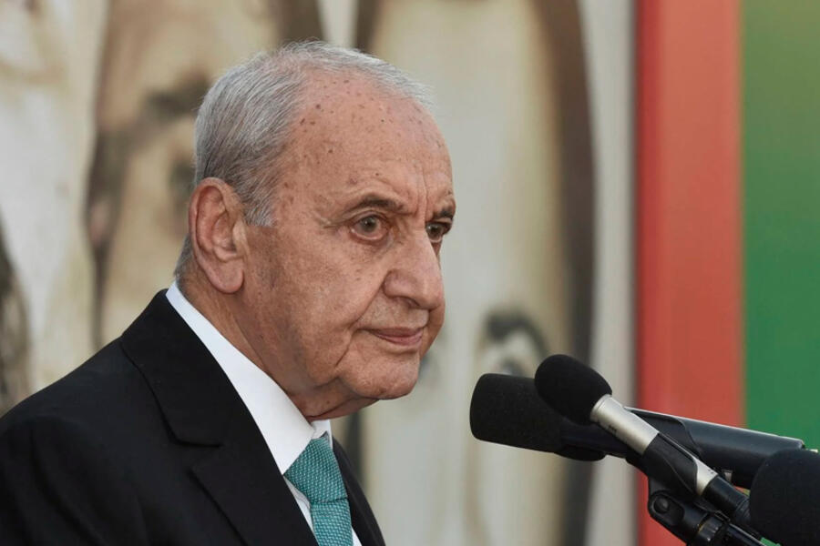 La presidenta del Parlamento y líder del Movimiento Amal, Nabih Berri, en Beirut, el 31 de agosto de 2023. Foto: AFP.