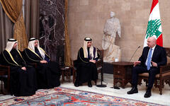 El presidente del Líbano, Joseph Aoun, recibió al ministro de Asuntos Exteriores de Qatar, Mohammed bin Abdulrahman Al Thani, en el Palacio Baabda | Febrero 4, 2025 (Foto: Presidencia Líbano)