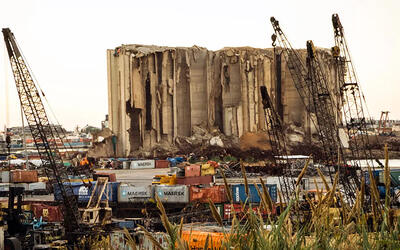 Vista general de diciembre de 2021 del lugar de la explosión en el puerto de Beirut (Foto: Getty Images)