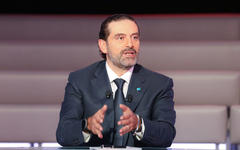 Hariri habla durante una entrevista con Marcel Ghanem, 8 de octubre de 2020. Foto: AFP.