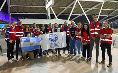 Llegada a Egipto de la delegación argentina de Cascos Blancos (ACIAH) con asistencia humanitaria para Gaza | Noviembre 10, 2023 (Foto: Cancillería Argentina)