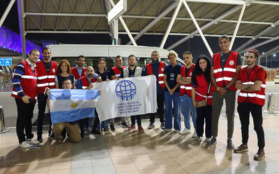Llegada a Egipto de la delegación argentina de Cascos Blancos (ACIAH) con asistencia humanitaria para Gaza | Noviembre 10, 2023 (Foto: Cancillería Argentina) Llegada a Egipto de la delegación argentina de Cascos Blancos (ACIAH) con asistencia humanitaria para Gaza | Noviembre 10, 2023 (Foto: Cancillería Argentina)