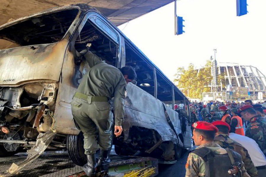 Atentado en autobús militar en Damasco