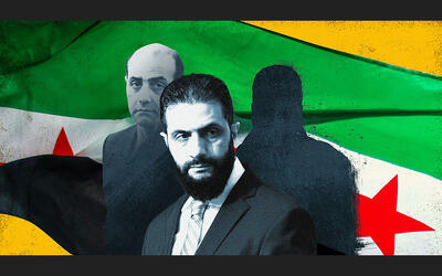 El autodesignado presidente de Siria, Ahmed al-Sharaa (centro), su hermano mayor, Hazem (izquierda) y un oscuro personaje extranjero (derecha) ► Ilustración fotográfica: Catherine Tai (Reuters) /// Fuente: Agencia de Prensa Saudí y Stephanie Lecocq (Reuters) El autodesignado presidente de Siria, Ahmed al-Sharaa (centro), su hermano mayor, Hazem (izquierda) y un oscuro personaje extranjero (derecha) ► Ilustración fotográfica: Catherine Tai (Reuters) /// Fuente: Agencia de Prensa Saudí y Stephanie Lecocq (Reuters)