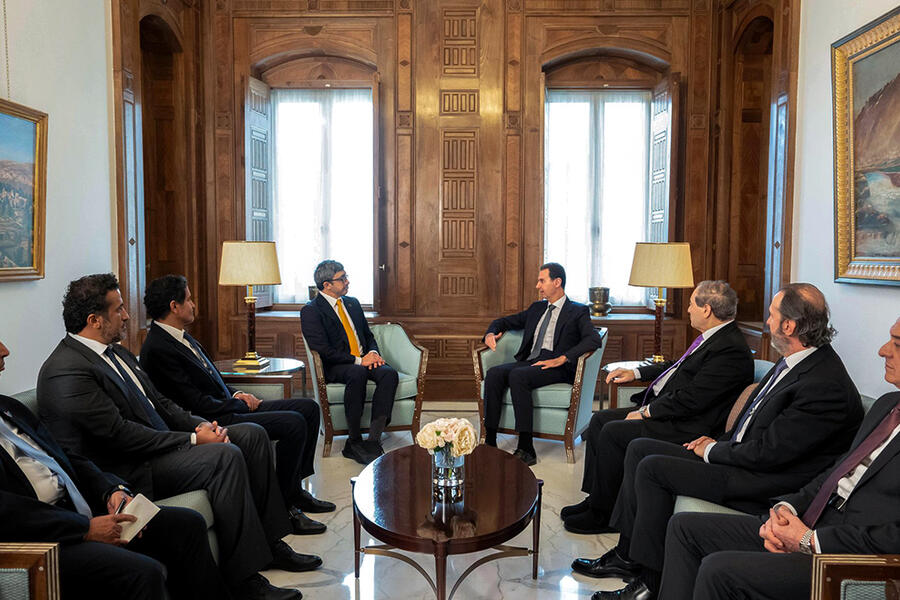Encuentro entre el presidente Bashar al-Asad y el Jeque Abdallah bin Zayed Al Nahyan, Ministro de Relaciones Exteriores de los Emiratos Árabes Unidos | Damasco, Enero 4, 2023 (Foto: Presidencia Siria)
