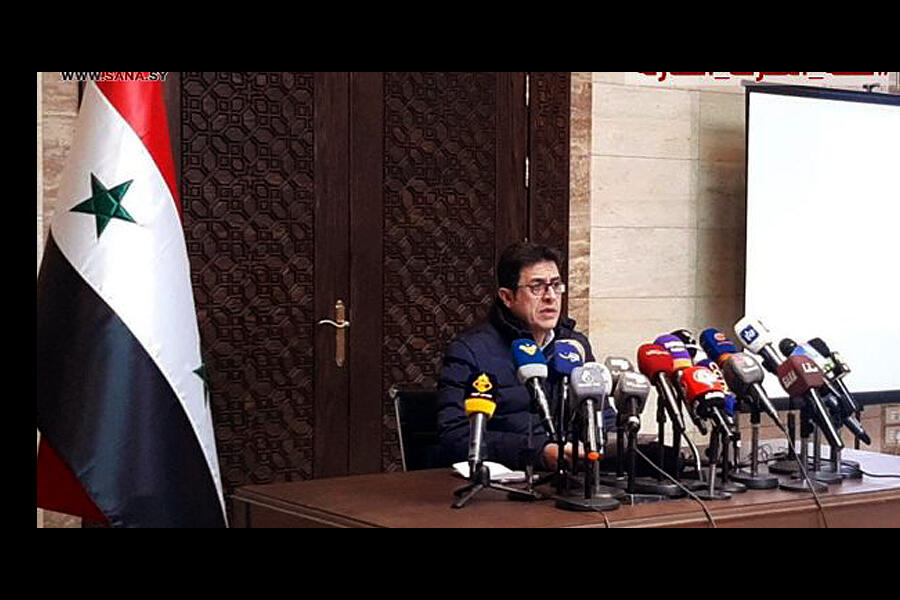 Conferencia de prensa del ministro de Salud de la República Árabe Siria | Damasco, Febrero 9, 2023 (Foto: SANA)