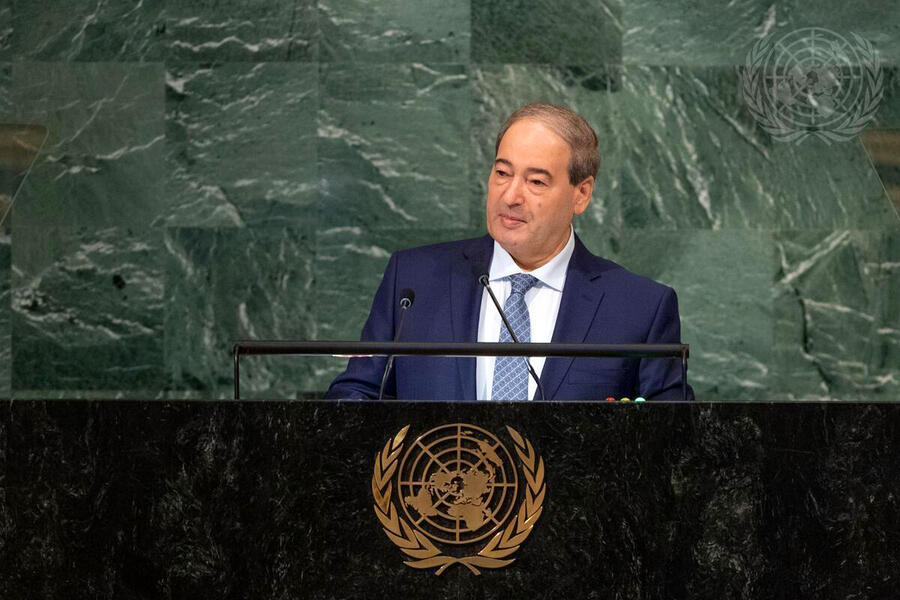Discurso del Ministro Faisal Mikdad ante la Asamblea General de la ONU | Septiembre 26, 2022 (Foto: ONU)