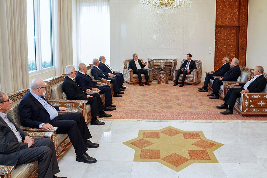 El presidente Bashar al-Asad sostuvo reunión con representantes de las agrupaciones palestinas | Damasco, Octubre 19, 2022 (Foto: Presidencia Siria)