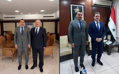 El encargado de negocios de Chile en Siria sostuvo encuentros con el presidente del Colegio de Ingenieros (izq.) y con el ministro de Obras Públicas de Siria (der.) | Fotos: Embajada de Chile en Siria