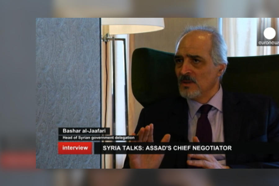 Representante sirio ante ONU y Jefe de la Delegación oficial Siria en Ginebra, Embajador Bashar Al Jaafari (Foto Euronews).