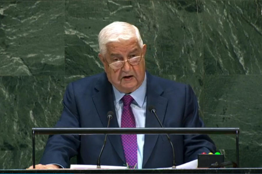 El Ministro Walid al-Moallem brindando el discurso de Siria ante la Asamblea General de la ONU | Septiembre 28, 2019