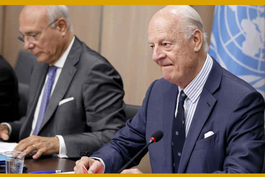 Enviado especial de la ONU para Siria, Staffan de Mistura (d) / Foto AP.