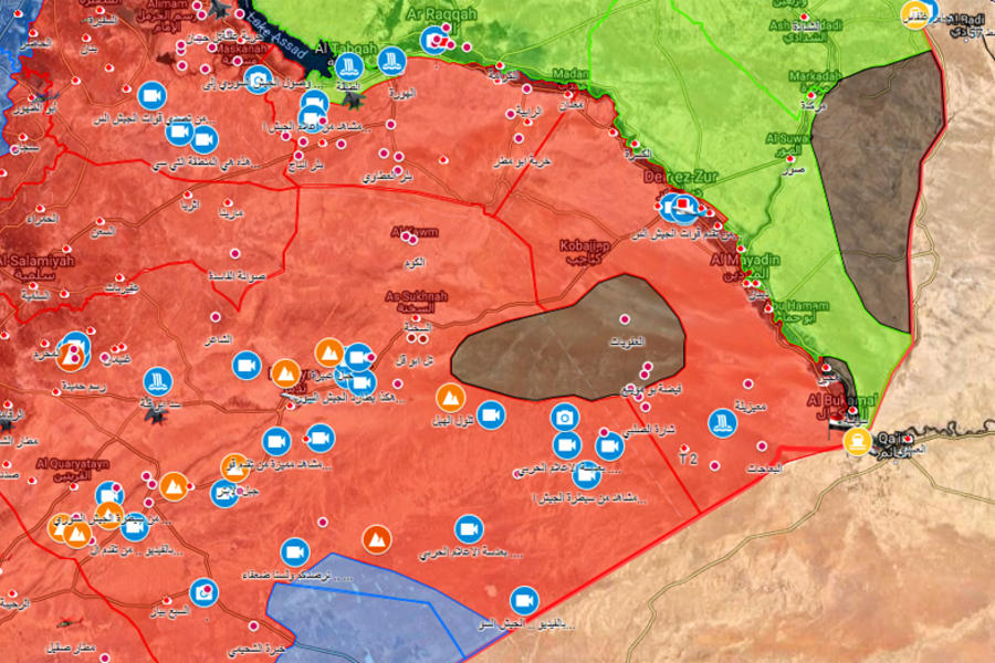 Situación bélica en el este de Siria |  Junio 27, 2018 - (Mapa: Centro de Información Militar | Siria).