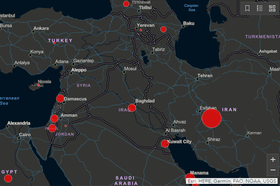 Extracto de Mapa de casos globales de la Universidad John Hopkins (EEUU)  |  Marzo 11, 2020