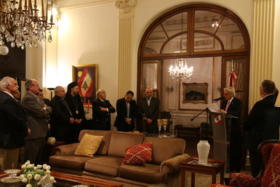 Durante el discurso del Embajador Andary (Foto: Embajada del Líbano)