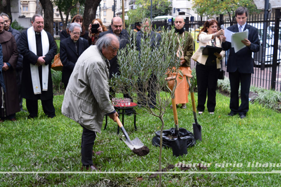 Autoridades de ONGs participan de la plantación simbólica.