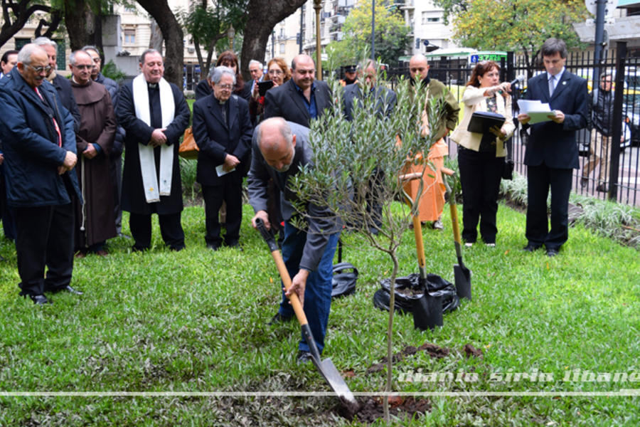 Autoridades de ONGs participan de la plantación simbólica.