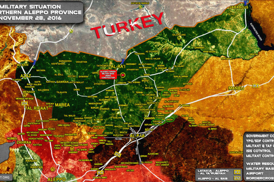 Situación en el norte de provincia de Alepo / Al Bab (Nov. 28, 2016) - (Mapa SouthFront).