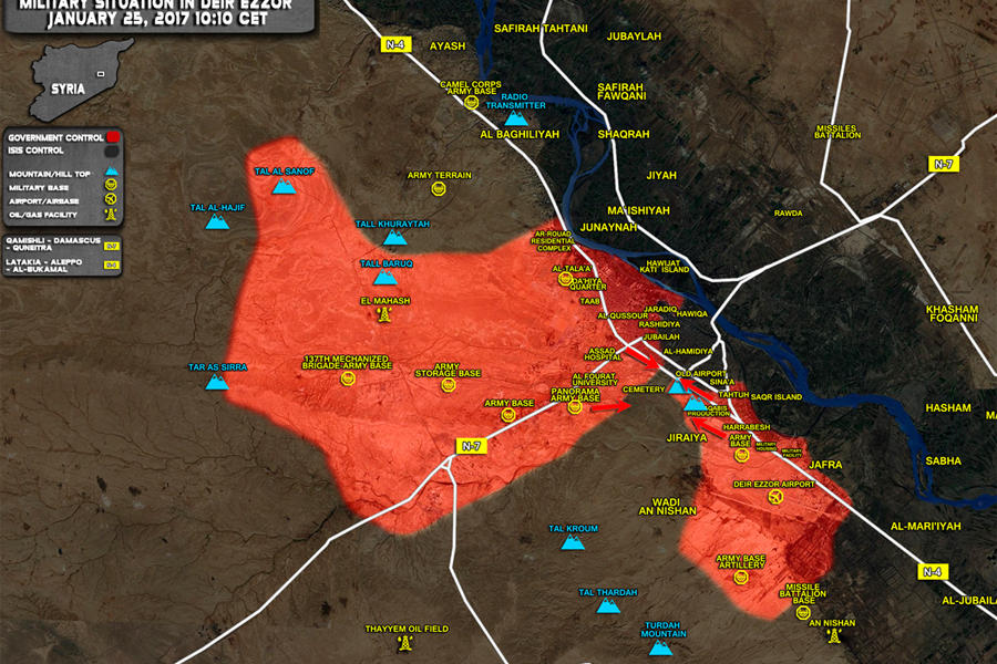 Ciudad de Deir Ezzor (Prov. de Deir Ezzor) -  (Mapa SouthFront).