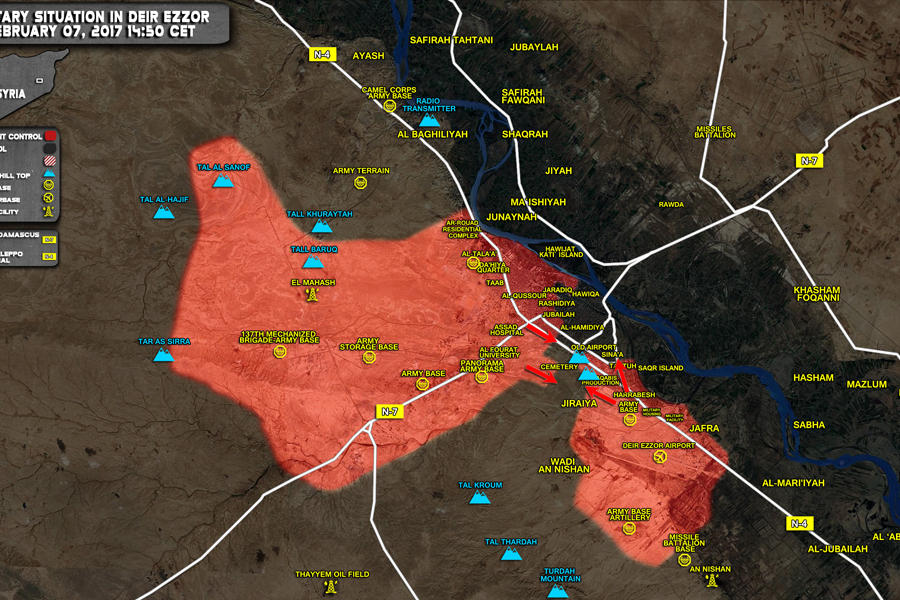 Ciudad de Deir Ezzor (Prov. de Deir Ezzor) - (Mapa SouthFront).