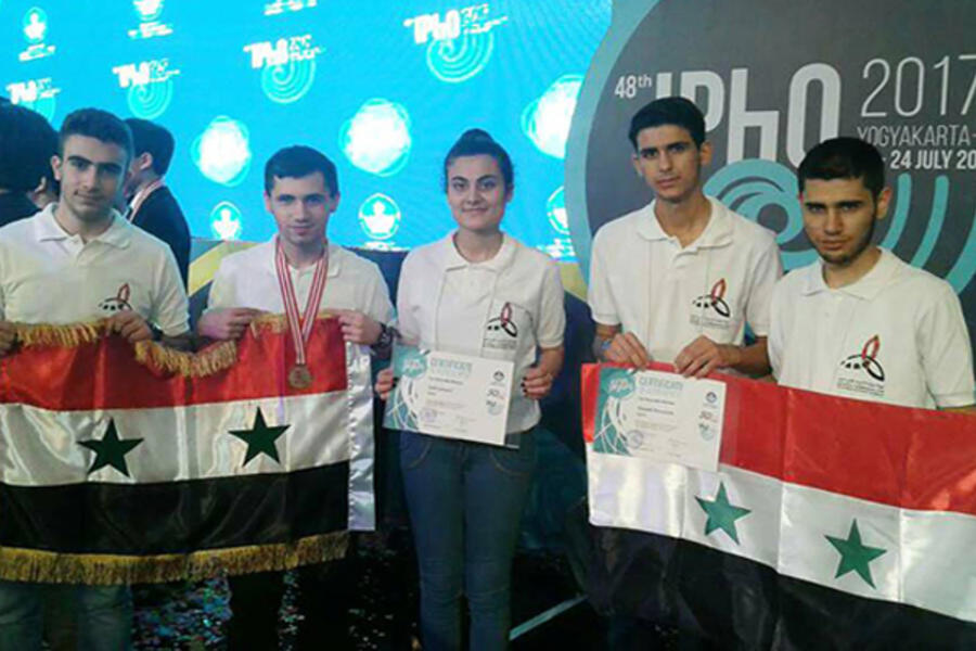 Equipo sirio en la 48º Olimpiada Internacional de Física. Yakarta, Indonesia - julio 2017 (Foto SANA).