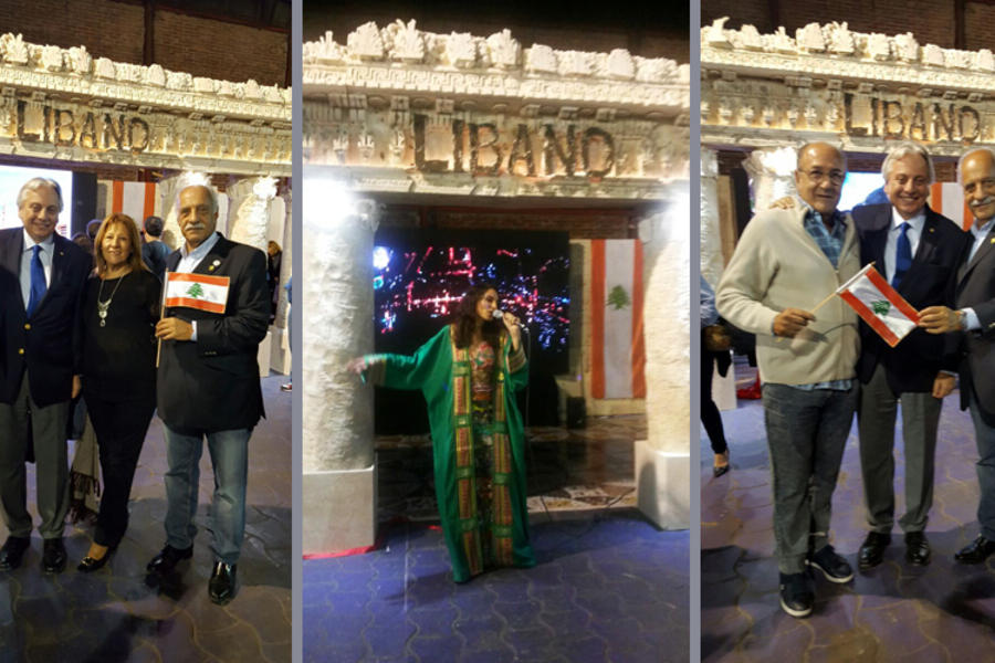 Izq. y der.: El Sr. Embajador de Líbano, Antonio Andary, junto a autoridades del Club Sirio Libanés de Bs. As. / Centro: Sumaia Daher deleita a los presentes con su arte.