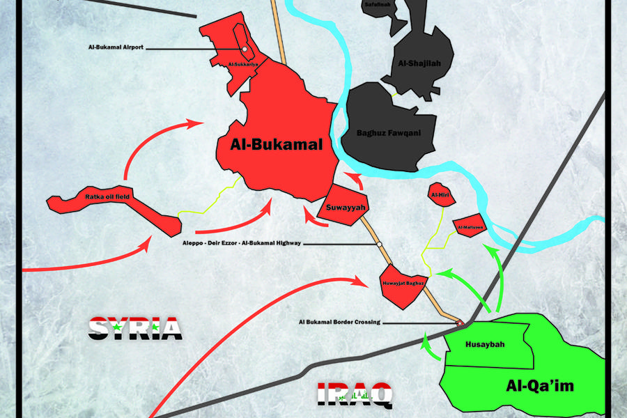 Ciudad de Bukamal - Prov. de Deir Ezzor | Noviembre 9, 2017 – Liberación de la ciudad por parte del EAS, estrategia de la operación - (Mapa SouthFront).  