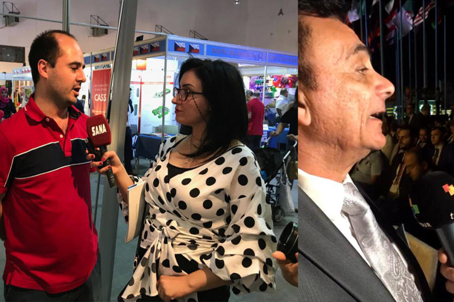 Izq.: Fernando Juri, entrevistado por SANA | Der.: Jorge Ríos Satuf entrevistado por TeleSur