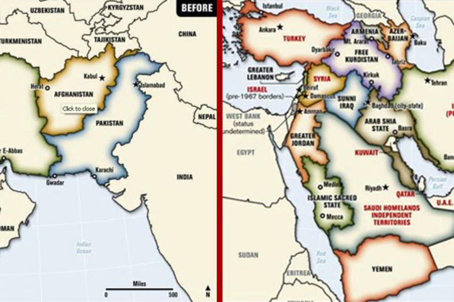 Mapa del Cnel. Ralph Peters  del año 2001 (Antes y Después)