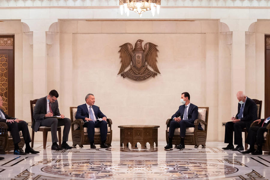 El presidente Bashar Al Asad recibe a la delegación gubernamental rusa | Damasco. Septiembre 7, 2020 (Foto: SANA)