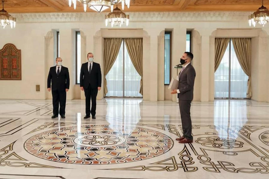 El Embajador Sebastián Zavalla presentó credenciales al presidente Bashar Al Asad | Damasco - Abril 11, 2021  (Foto: Presidencia Siria)