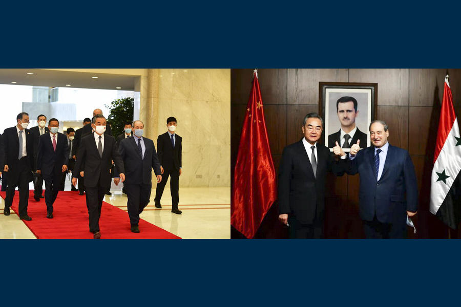 El canciller sirio, Faisal Mikdad, recibió a su homólogo de China, Wang Yi  |  Damasco, Julio 17, 2021 (Foto: Min. Rel. Ext. China)