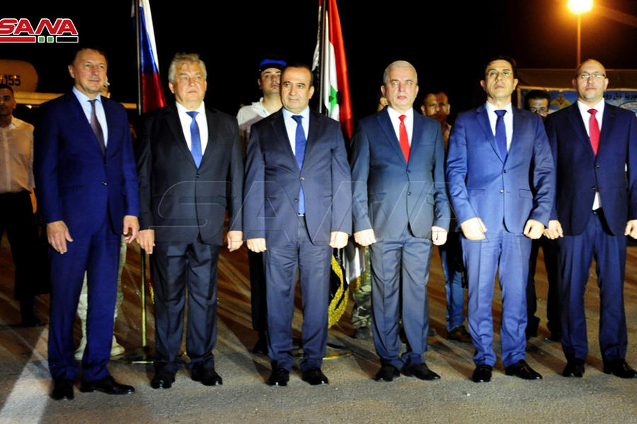 Siria recibe vacunas Sputnik Light y asistencia de Rusia. Ceremonia en Aeropuerto de Damasco (Foto: SANA)