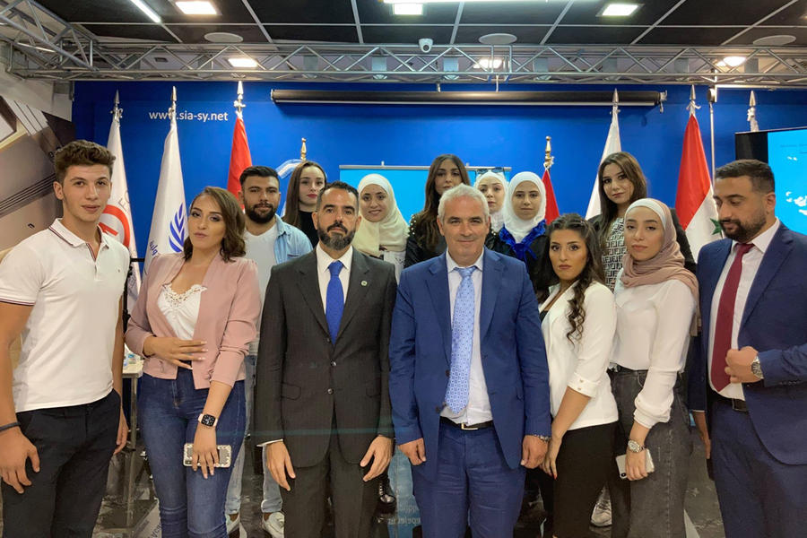 Exposición del Embajador Sebastián Zavalla sobre la cuestión Malvinas en la sede de la Syrian International Academy (SIA) | Damasco, Septiembre 23, 2021 (Foto: Embajada Argentina en Siria)