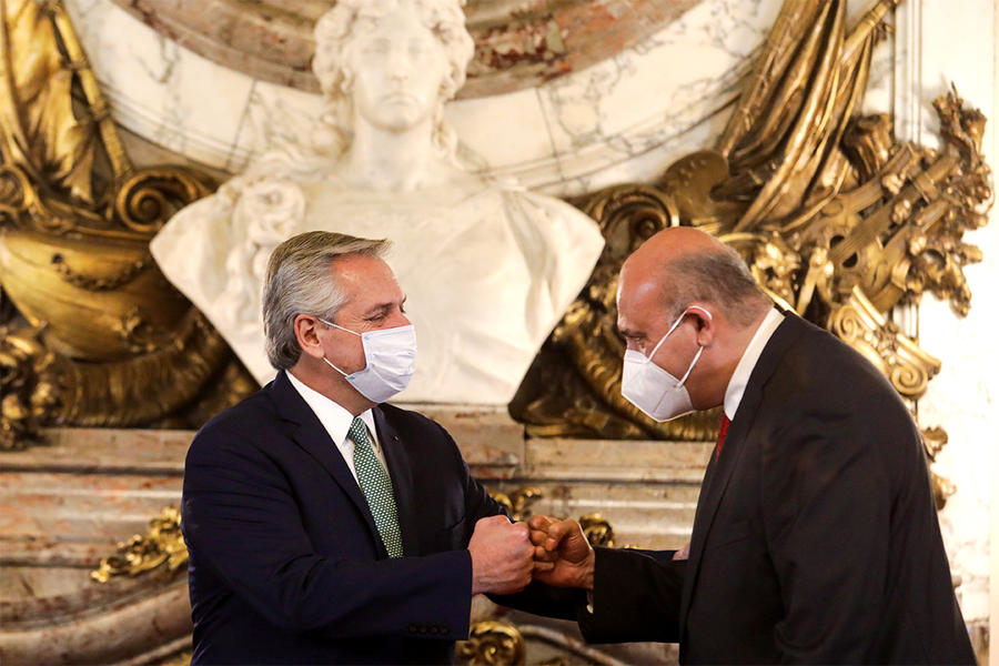 El Presidente Dr. Alberto Fernández, recibió cartas credenciales del Embajador de Siria, Dr. Sami Salameh / Foto: Presidencia Argentina