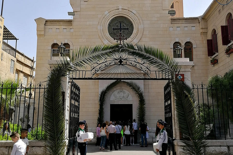 Iglesia católica el Domingo de Ramos en Bab Tuma, Damasco (Foto: Pablo Sapag M.)