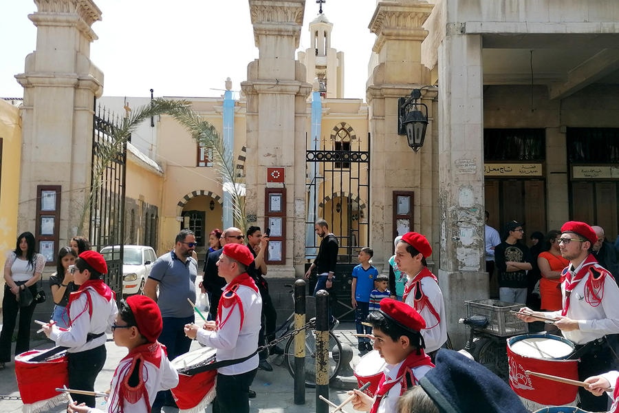 Procesión del Domingo de Ramos en Bab Shárqi, Damasco (Foto: Pablo Sapag M.)