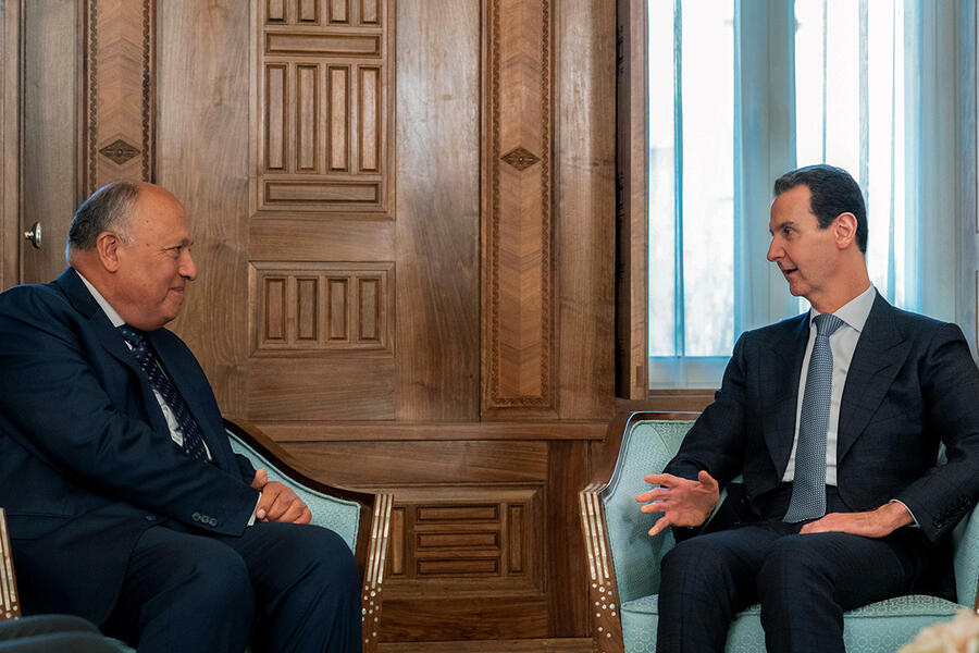 El presidente de Siria recibe al ministro de Relaciones Exteriores de Egipto | Damasco, febrero 27, 2023 (Foto: Presidencia Siria)