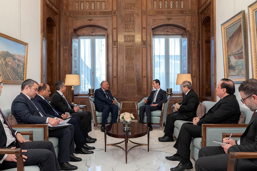 El presidente de Siria recibe al ministro de Relaciones Exteriores de Egipto | Damasco, febrero 27, 2023 (Foto: Presidencia Siria)