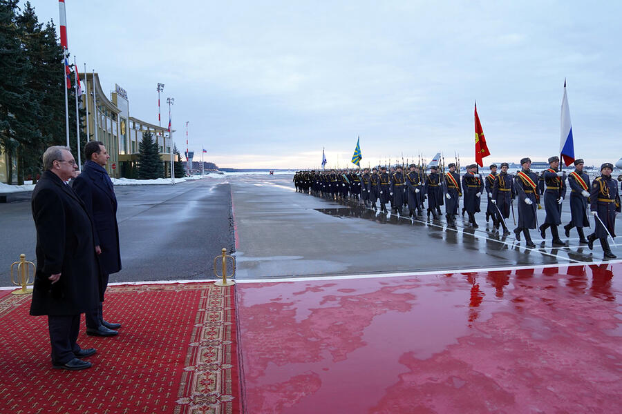 Llegada a Moscú y recepción del presidente Bashar al-Asad en visita oficial a Rusia | Moscú, Marzo 14, 2023 (Foto: Presidencia Siria)