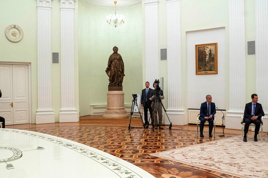 Delegación de altos funcionarios rusos y sirios integrando la reunión ampliada de los presidentes Asad y Putin | Moscú, Marzo 15, 2023 (Foto: Presidencia Siria)