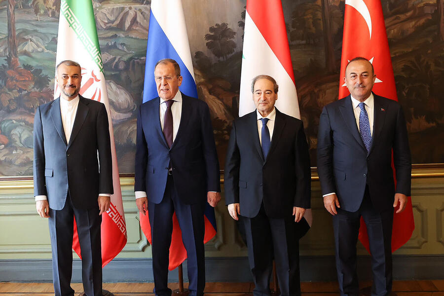 Ministros de Relaciones Exteriores de Rusia, Irán, Siria y Turquía | Moscú, Mayo 10, 2023 (Foto: Cancillería de Rusia)