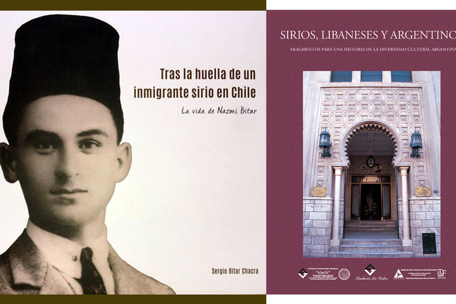 Dois livros destacados, um chileno e outro argentino, que fazem parte do conjunto de obras literárias dedicadas à história centenária da comunidade nas Américas (Ilustração: Diario Sirio Libanés)
