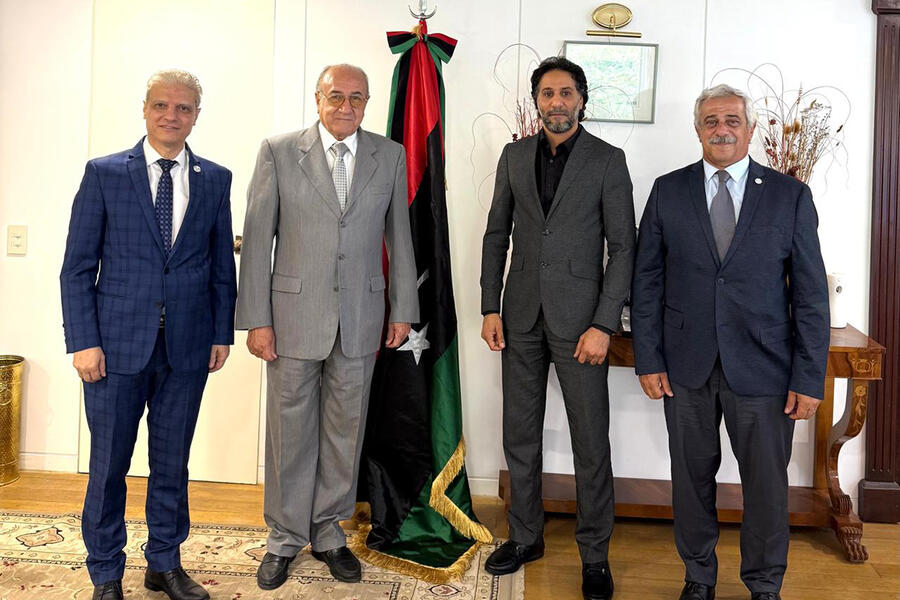 El Sr. Jefe de Misión del Estado de Libia, Ramzi Aljubrani, recibió a los directivos del CSLBA