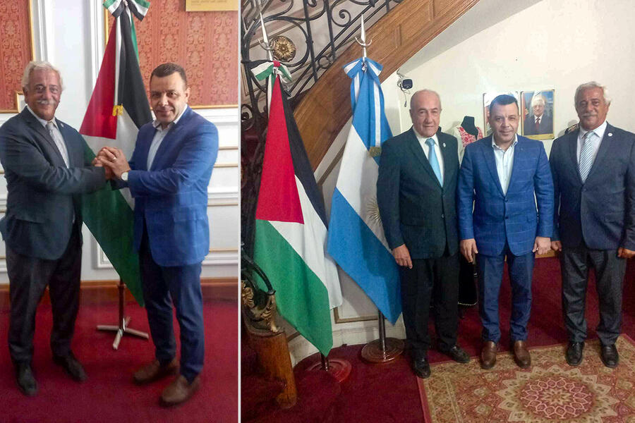 Directivos del CSLBA junto a la Sr. Jefe de Misión del Estado de Palestina, Dr. Riyad Al Halabi (Fotos: Embajada del Estado de Palestina)